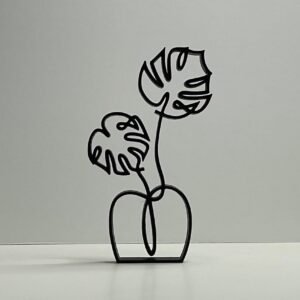 India Statue Monstera Leaf Line Art Sculpture for Home Office Decor Minimal Botanical Plant Theme Abstract Accent for Table Desk or Shelf Natural Inspired Modern Art