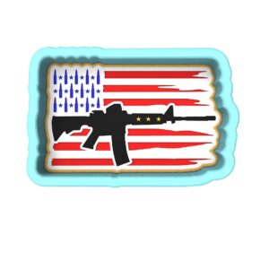 Rifles Flag Cookie Cutter Black Plastic India Weapon Shape Fondant Biscuit Stencil Mold Sharp Edges Farm Theme Cookie Cutter Baking Decoration Tool