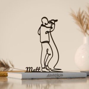 Personalized Vocalist Minimal Line Art Figure Plastic Name Music Decor Gift for Desk Shelf Home Office Modern Interior Art Display Singer Inspired India