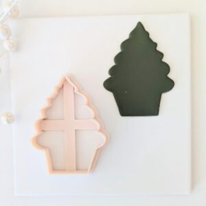 Cupcake with Christmas Tree Icing Cookie Cutter for Holiday Baking and Crafts Polymer Clay Cutter for Festive Cupcake Clay Earrings Fondant Cookies Ornaments and Christmas Decorations