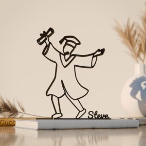 Personalized Black Graduate Line Art Figure cookie Sculpture Custom Graduation Gift Idea Unique Minimalist Home Decor Artistic Decoration Handcrafted Style Personalized Figurine Academ