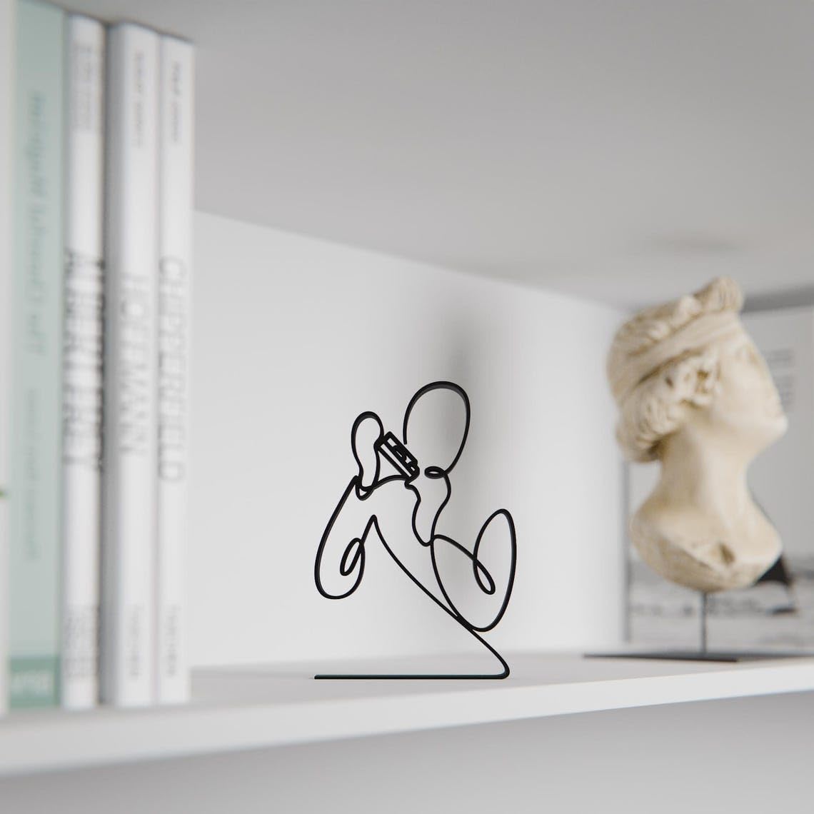 Black Harmonica Player Personalized Plastic Line Art Sculpture Custom Name Musician Decor Minimal Instrument Artwork Creative Display Piece for Home Office Studio Gift for Music Enthusiasts India - Image 6