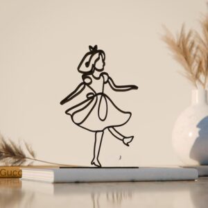 Alice Plastic Line Art Figure Minimalist Story Character Sculpture for Home Decor Desk Shelf Decoration Artistic Fantasy Theme Showpiece for Living Room Office Study Area