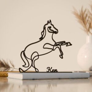 Prancing Horse Plastic Minimal Line Art Sculpture Animal Decor Figure for Living Room Desk Shelf Bedroom Home Office Interior Styling