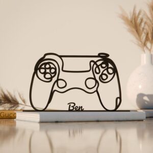 Personalized Gamepad Minimal Line Art Figure Plastic Name Gaming Decor Gift for Desk Shelf Home Office Modern Interior Art Display Daily Entertainment India