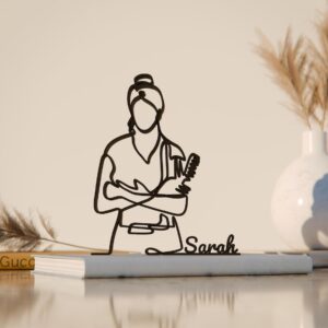 Personalized Hairdresser Line Art Decor Figure Plastic Custom Name Salon Styling Statue for Desk Shelf Home Office Beauty Inspired Interior Display India