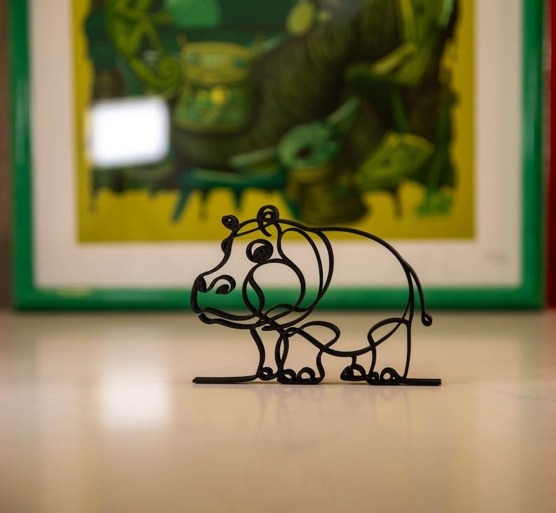 Hippo Line Art Sculpture - Handcrafted Tabletop Decor | Minimalist Ornament for Home or Office | Contemporary Design Accent Piece - Image 4
