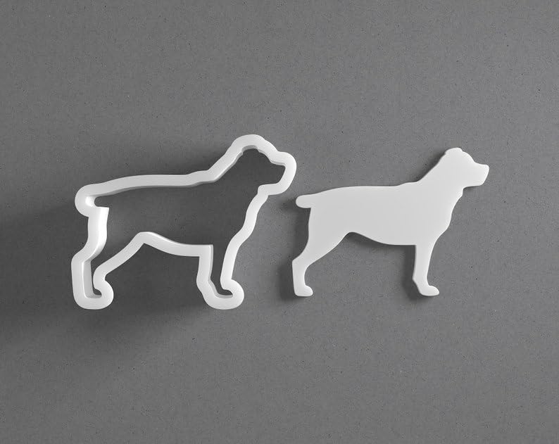 Black cookie Rottweiler Cookie Cutter Dog Breed Shape for Polymer Clay Jewelry Earrings Biscuit Fondant Craft Tool Mirrored Pair Suitable for Mini Medium Large Use - Image 2