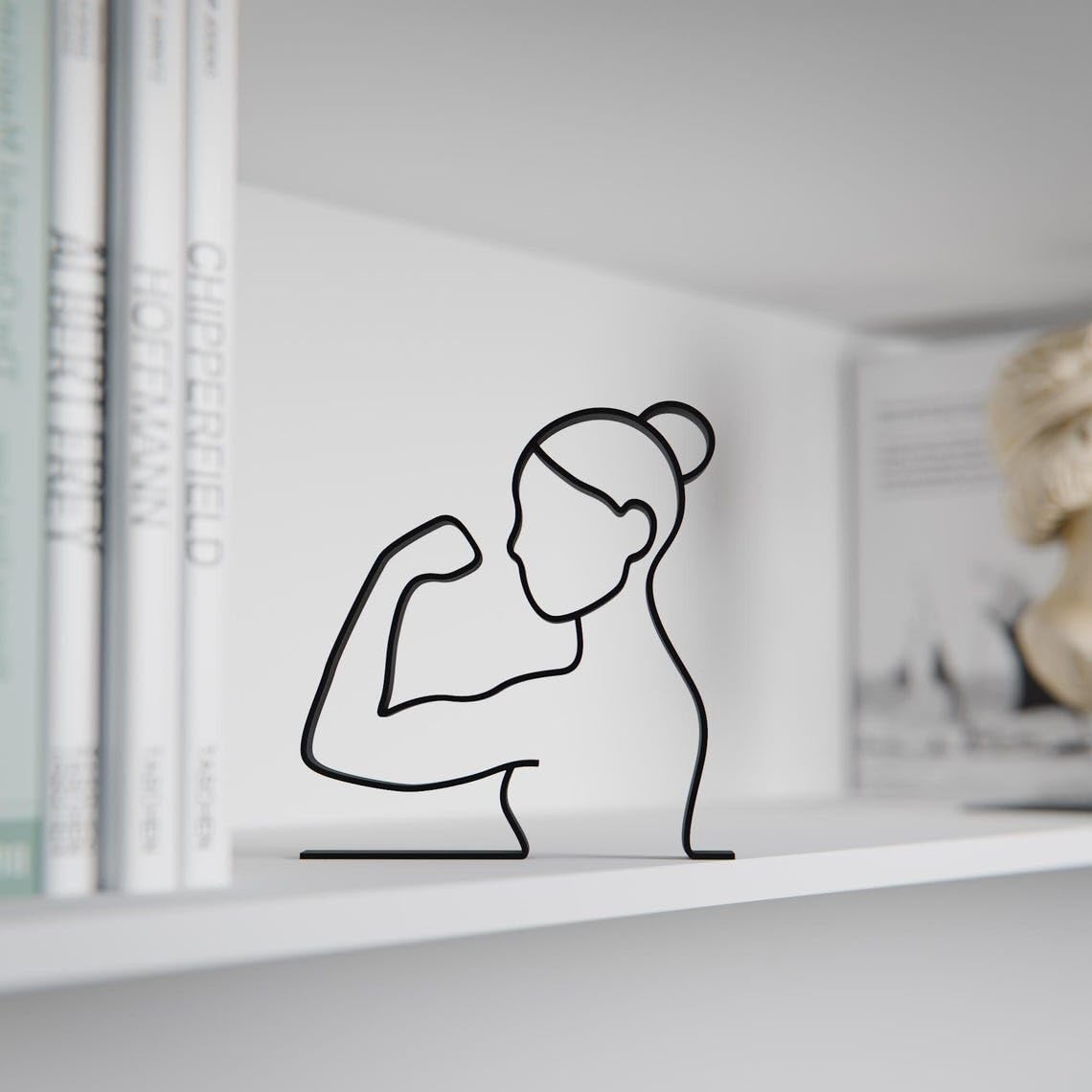 Personalized Feminist Minimal Line Art Figure Plastic Name Empowerment Decor Gift for Desk Shelf Home Office Modern Interior Art Display India - Image 5