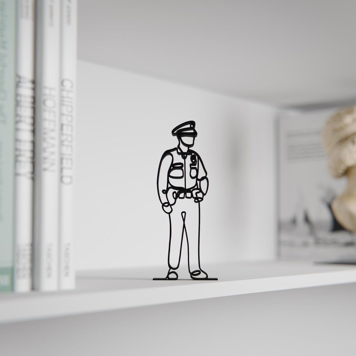 Personalized Police Officer Line Art Figure Plastic Custom Name Service Decor Gift Minimal Home Office Shelf Display Sculpture for Study Room Law Enforcement Family India - Image 5