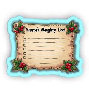 Black Santas Naughty List Cookie Cutter Stamp Stencil Baking Tool for Fun Christmas Holiday Cookies Birthday Party Kids School Events Fondant Pastry Biscuits Desserts Creative Festive B