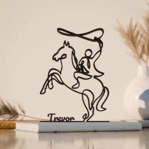 Rodeo Plastic Line Art Riding Figure Minimalist Sculpture for Home Office Desk Decor Western Sport Action Theme Shelf Display for Modern Interior Spaces