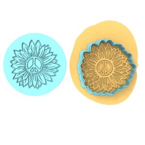 Black Sunflower Peace Cookie Cutter Plastic Stamp and Stencil for Cookies, Fondant, Pastry, Sandwiches, and Dough Baking Decorating Tool India
