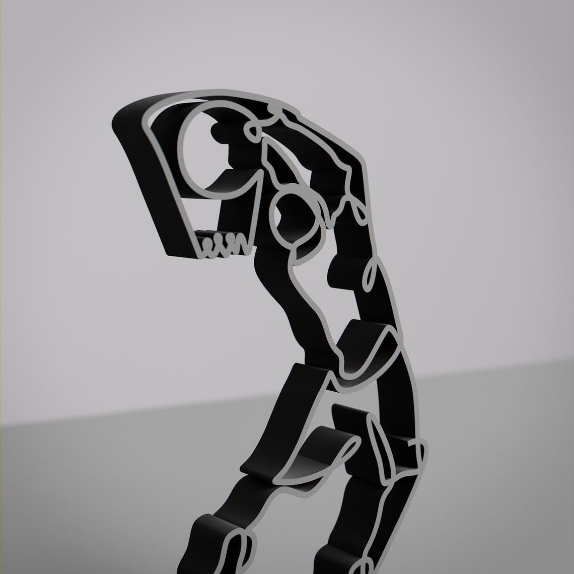 Basketball Player Line Art Figure Plastic Sports Decor Gift for Basketball Lovers Minimal Home Display Sculpture for Living Room Office Shelf Study Desk Sports Fan India - Image 3