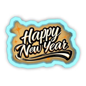 Black Happy New Year Cookie Cutter Stamp Stencil Baking Tool for Fun Holiday Celebration Cookies Birthday Party Kids School Events Fondant Pastry Biscuits Desserts Creative Baking