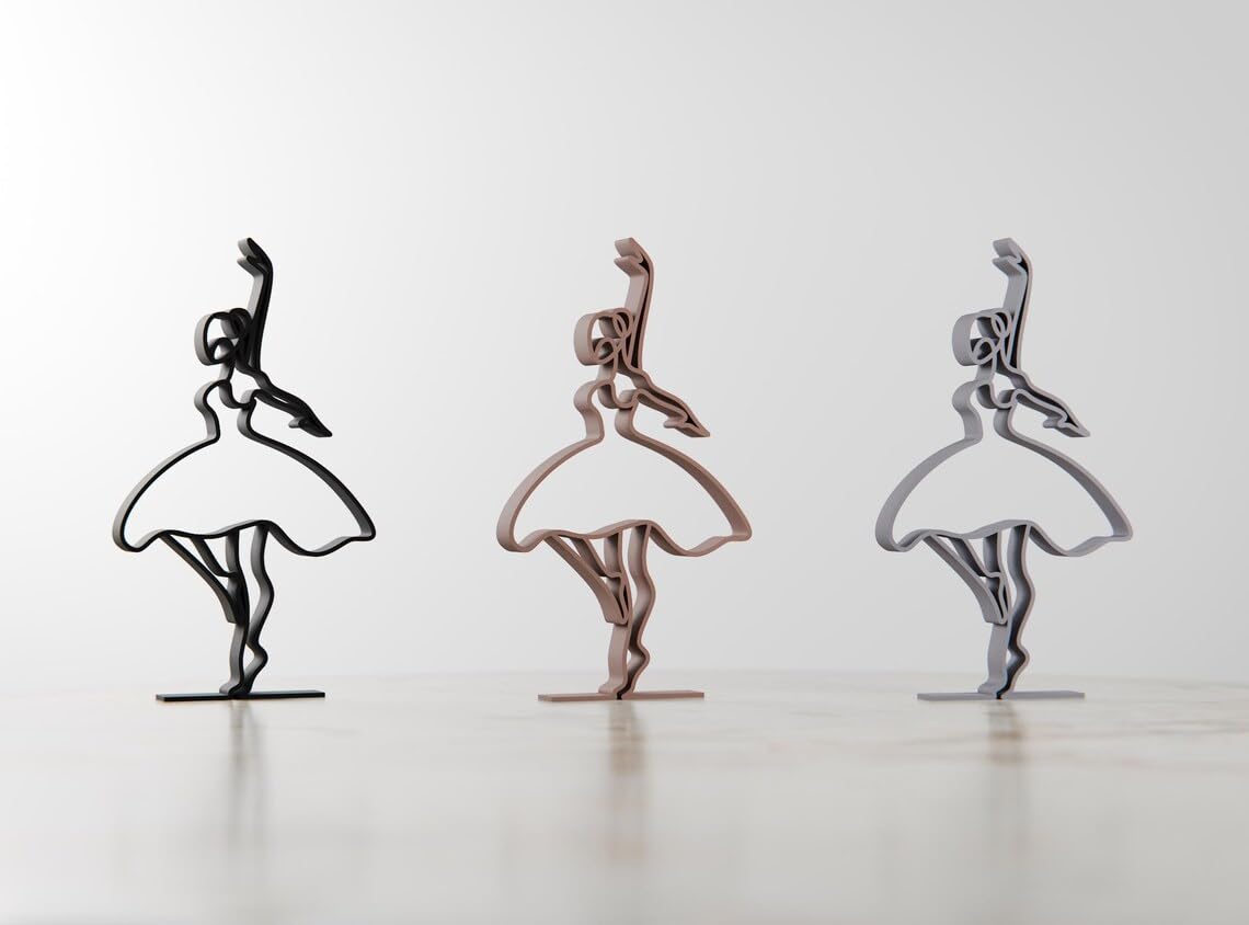 Unique Ballerina 02 Line Art Figure Statue Sculpture Custom Minimalist Home Decor Gift Idea for Dance Enthusiasts Elegant and Modern Ballet Art for Any Space - Image 5