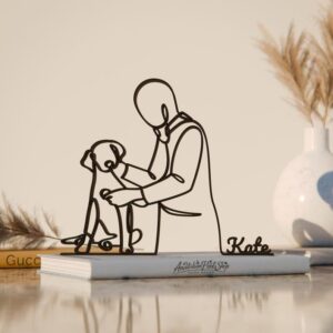 Black Veterinarian Personalized Plastic Line Art Figure Custom Name Modern Animal Health Sculpture Stylish Clinic Home Office Decor for Veterinary Experts Students and Pet Owners