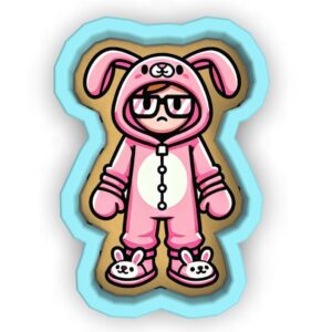 Black Pink Bunny Onesie Christmas Cookie Cutter Stamp Stencil Baking Tool for Fun Holiday Winter Themed Cookies Birthday Party Kids School Events Fondant Pastry Biscuits Desserts Creati
