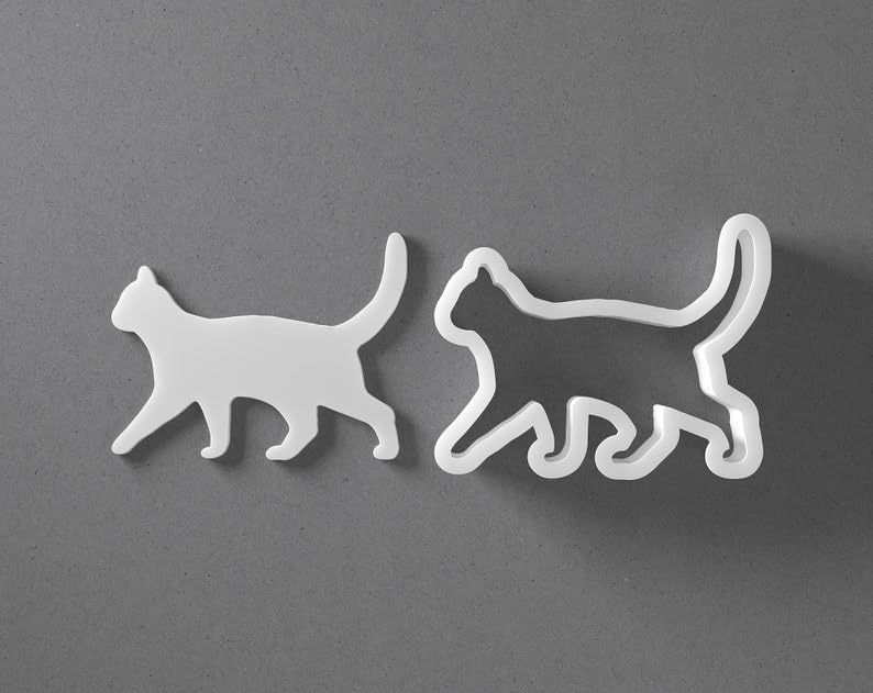 Black Walking Cat Cookie Cutter Kitten Shape for Baking Fondant Biscuit Clay Jewelry Earrings Craft Tool Mirrored Pair Set Reusable Kitchen Party Decor Gift - Image 2