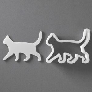 Black Walking Cat Cookie Cutter Kitten Shape for Baking Fondant Biscuit Clay Jewelry Earrings Craft Tool Mirrored Pair Set Reusable Kitchen Party Decor Gift