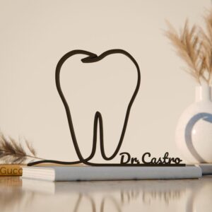 Personalized Dentist Inspired Line Art Figure Plastic Custom Name Dental Decor Gift for Home Office Desk Shelf Modern Interior India