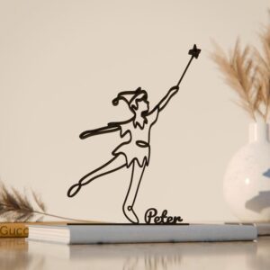 Personalized Peter Pan Plastic Line Art Figure Minimalist Story Character Sculpture with Custom Name for Home Decor Desk Shelf Artistic Fantasy Theme Book Lover Display