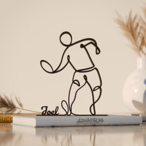 Frisbee Player Plastic Line Art Sports Figure Minimalist Sculpture for Home Office Desk Decor Athletic Theme Shelf Display for Modern Interior Spaces
