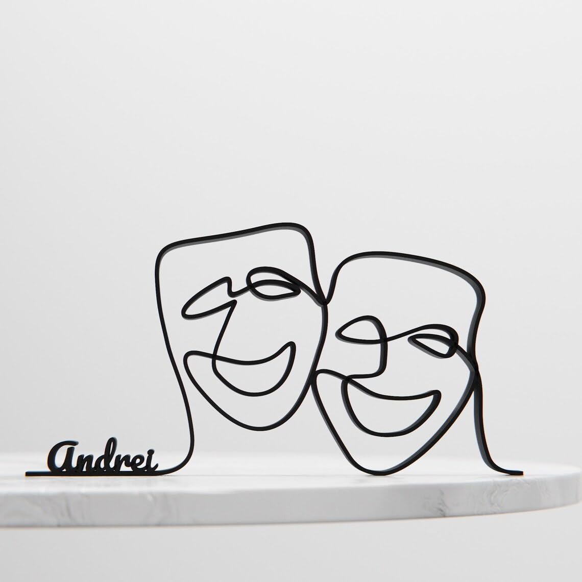Theater Mask Inspired Line Art Figure Plastic Minimal Drama Decor Statue for Home Office Desk Shelf Modern Interior Art Gift India - Image 4