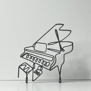 Music Lover Piano Line Art Sculpture Minimalist Home Office Decor Unique India Statue Gift Idea for Pianists Creative Shelf Accent for Modern Living Spaces