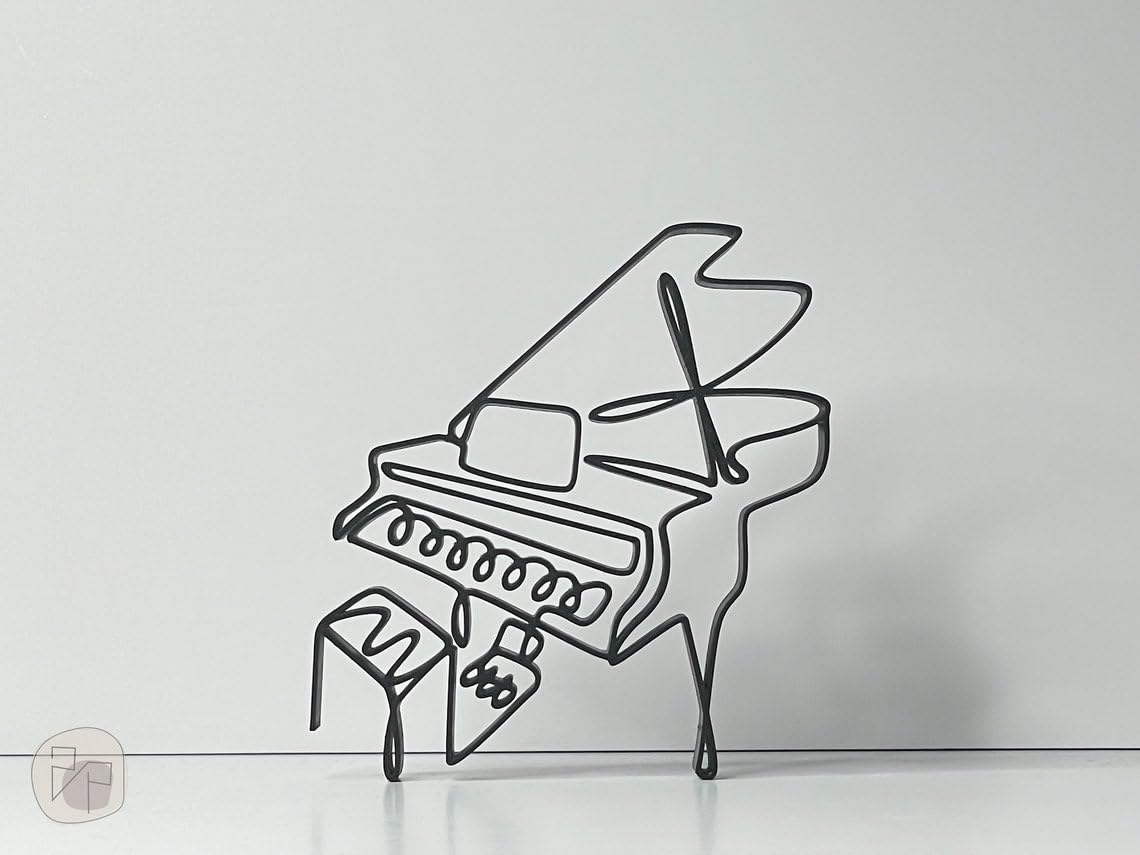 Music Lover Piano Line Art Sculpture Minimalist Home Office Decor Unique India Statue Gift Idea for Pianists Creative Shelf Accent for Modern Living Spaces