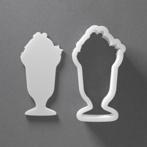 Black Ice Cream Sundae Cookie Cutter From Mini To Large Icecream Cherry Shape Polymer Clay Jewelry Earring Cutter Tool Mirrored Pair Set cookie Baking Fondant Biscuit Craft Art