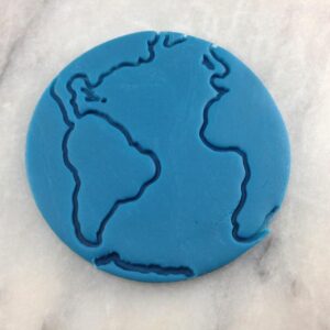 Space Themed Planet Earth Cookie Cutter 2-Piece Black Plastic India Fondant Biscuit Stencil Mold Sharp Edges Solar System Party Treat Decoration Tool