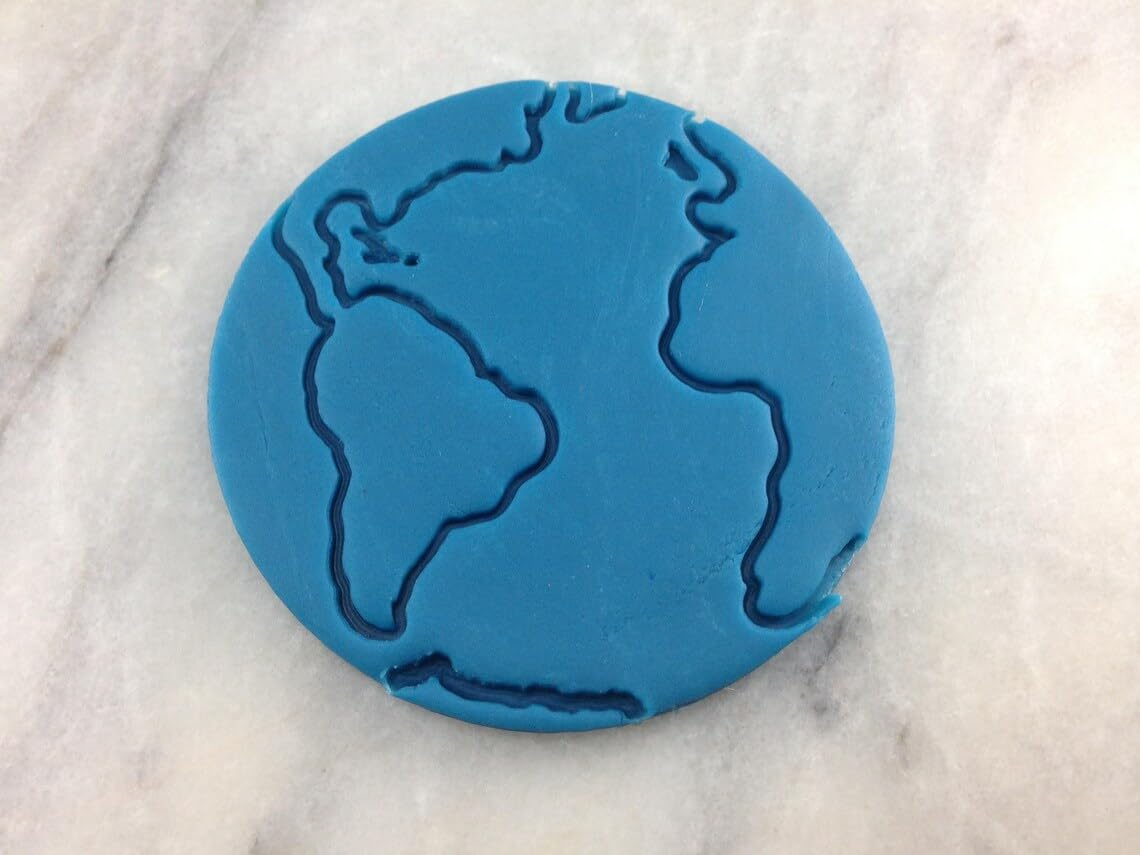 Space Themed Planet Earth Cookie Cutter 2-Piece Black Plastic India Fondant Biscuit Stencil Mold Sharp Edges Solar System Party Treat Decoration Tool