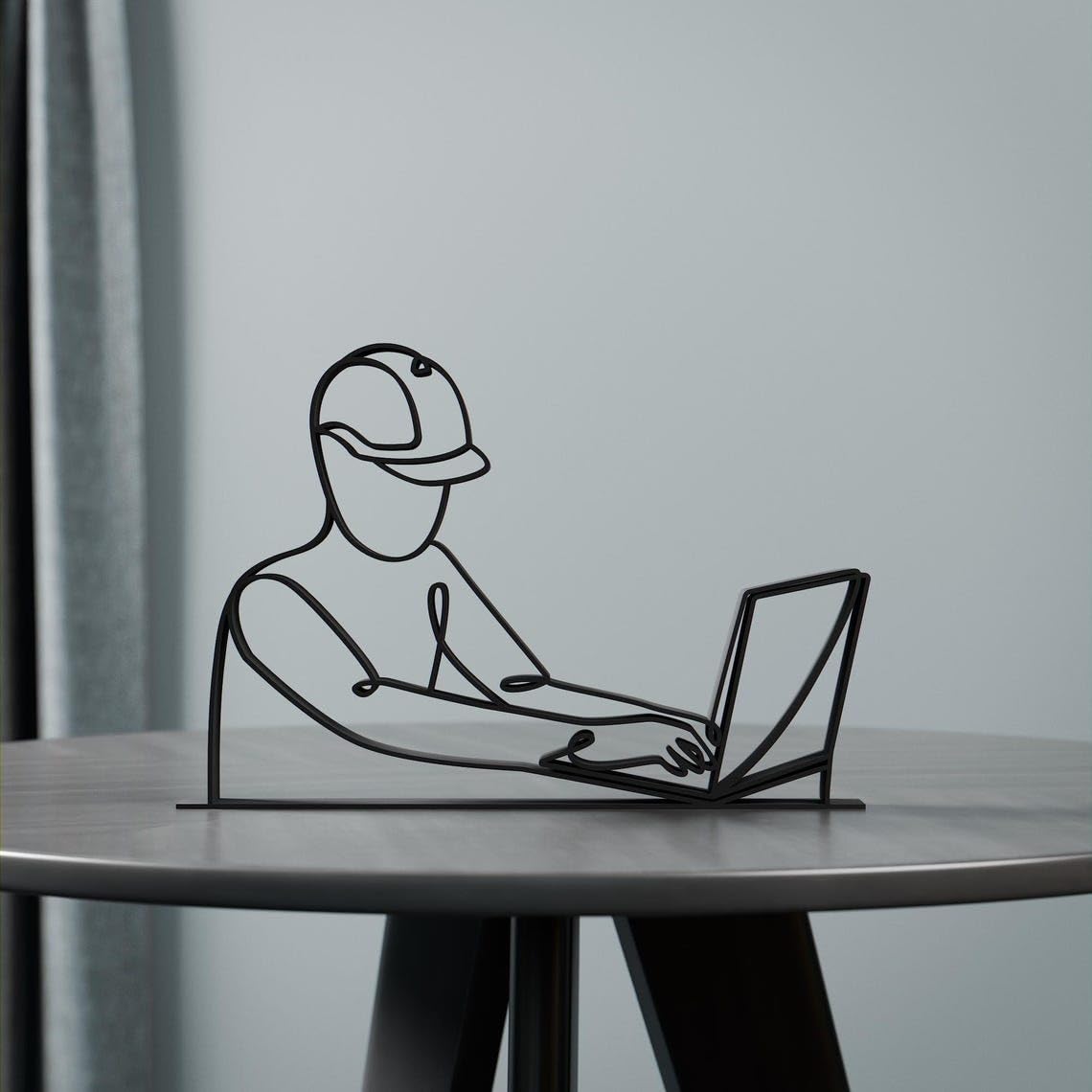 Black Computer Engineer Plastic Line Art Figure Minimal Tech Inspired Sculpture Creative Desk Display Modern Home Office Decor Artistic Interior Accent For Coders Programmers Developers Computer - Image 6