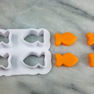 Sea Life Fish Quadruple Cookie Cutter Black Plastic India Fondant Biscuit Stencil Mold Sharp Edges Four Fish Shapes Baking Decoration Tool Suitable Sizes