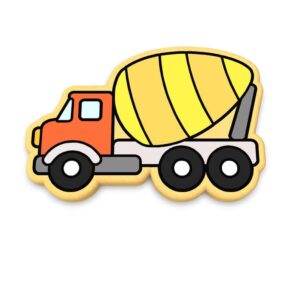 Black Cement Truck Cookie Cutter Stamp Stencil Debosser with Sharp Edges Durable Plastic Baking Mold for Cookies Fondant Biscuits Sandwiches Pancakes Crafts Construction Vehicle Birthda