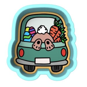 Black Easter Bunny Truck Blank Plate Cookie Cutter Stamp Stencil Baking Tool for Easter, Bunny, Truck, and Holiday Theme Cookies Fondant Pastry Biscuits Sandwiches Desserts Party Snacks