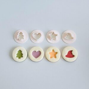 Black Four Piece Shaped Cookie Cutter Set cookie Christmas Tree Star Heart Wizard Hat Biscuit Fondant Mold for Filled Decorated Cookies Holiday Baking Gift Clay Craft Use