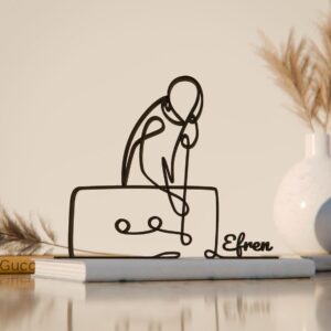 Pool Player Plastic Line Art Sports Figure Minimalist Sculpture for Home Office Desk Decor Billiards Theme Shelf Display for Modern Interior Spaces