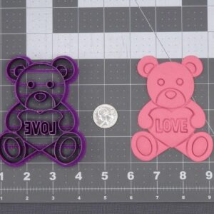 Black Teddy Bear with Heart Cookie Cutter Cookie Valentines Day Shape for Love Theme Cookies, Anniversary Treats, Baby Shower Favors, Fondant Designs, Craft Dough, Kids Party