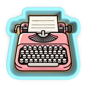 Black Typewriter Cookie Cutter Stamp Stencil Baking Tool for Fun Retro Office Theme Cookies Birthday Party Kids School Events Fondant Pastry Biscuits Desserts Creative Baking
