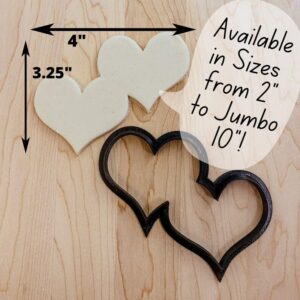 Double Heart Cookie, Fondant, Pottery, Ceramics, Polymer Clay Cutter - India Cookie - from Mini to Jumbo Sizes for Various Crafts and Baking Projects