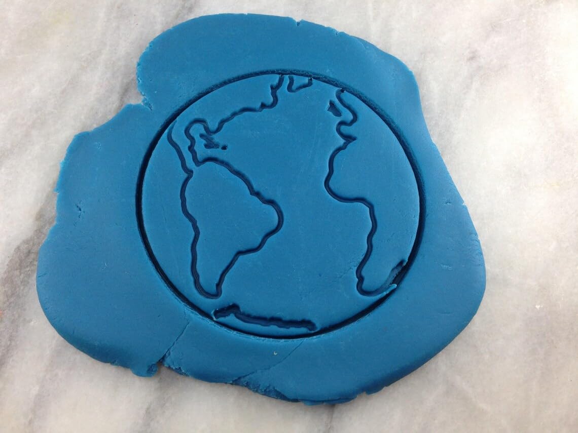 Space Themed Planet Earth Cookie Cutter 2-Piece Black Plastic India Fondant Biscuit Stencil Mold Sharp Edges Solar System Party Treat Decoration Tool - Image 2