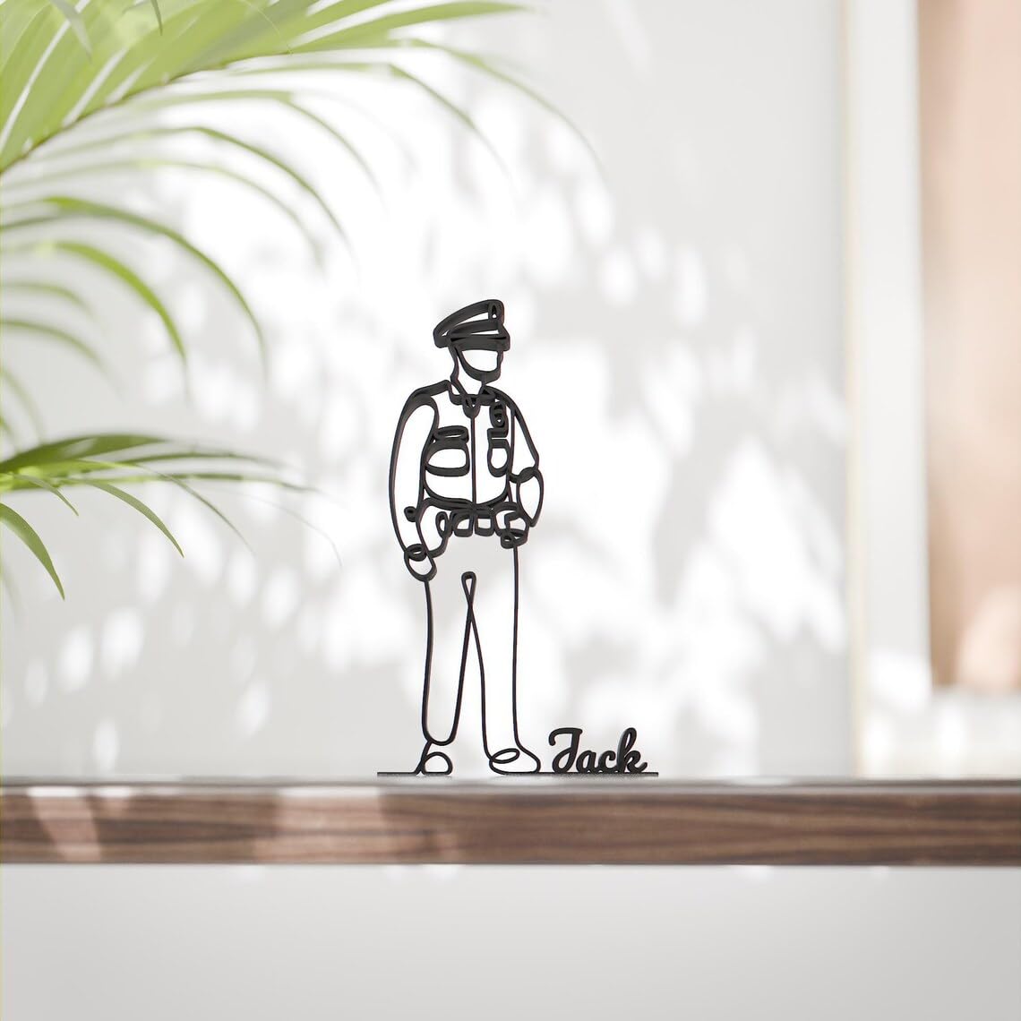 Personalized Police Officer Line Art Figure Plastic Custom Name Service Decor Gift Minimal Home Office Shelf Display Sculpture for Study Room Law Enforcement Family India - Image 2