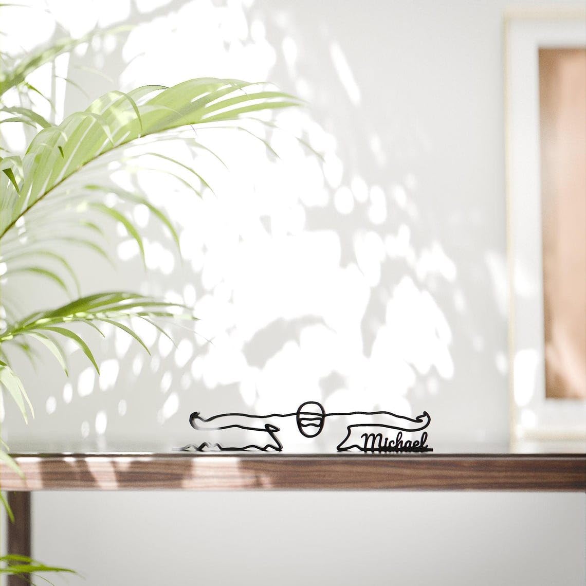 Custom Swimmer Line Art Decor Figure Plastic Personalized Gift for Swimming Enthusiast Minimal Display for Home Office Studio Shelf Desk Living Space India - Image 2