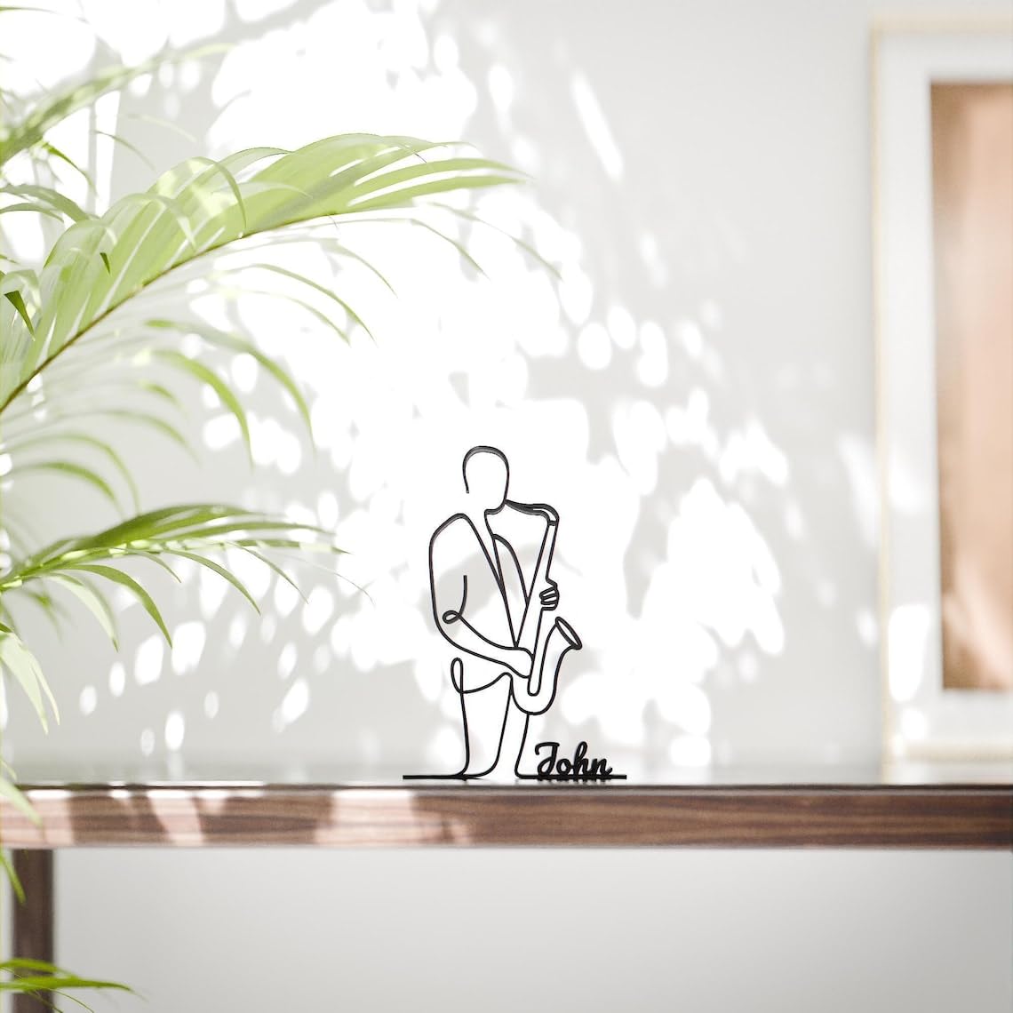 Saxophonist Plastic Line Art Musician Figure Minimalist Sculpture for Home Office Desk Decor Shelf Display Interior Accent - Image 2