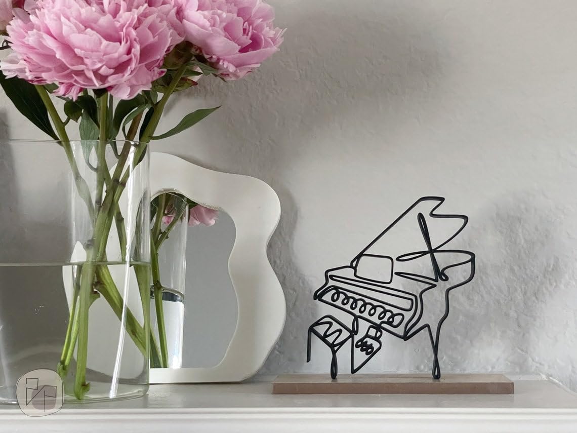 Music Lover Piano Line Art Sculpture Minimalist Home Office Decor Unique India Statue Gift Idea for Pianists Creative Shelf Accent for Modern Living Spaces - Image 3
