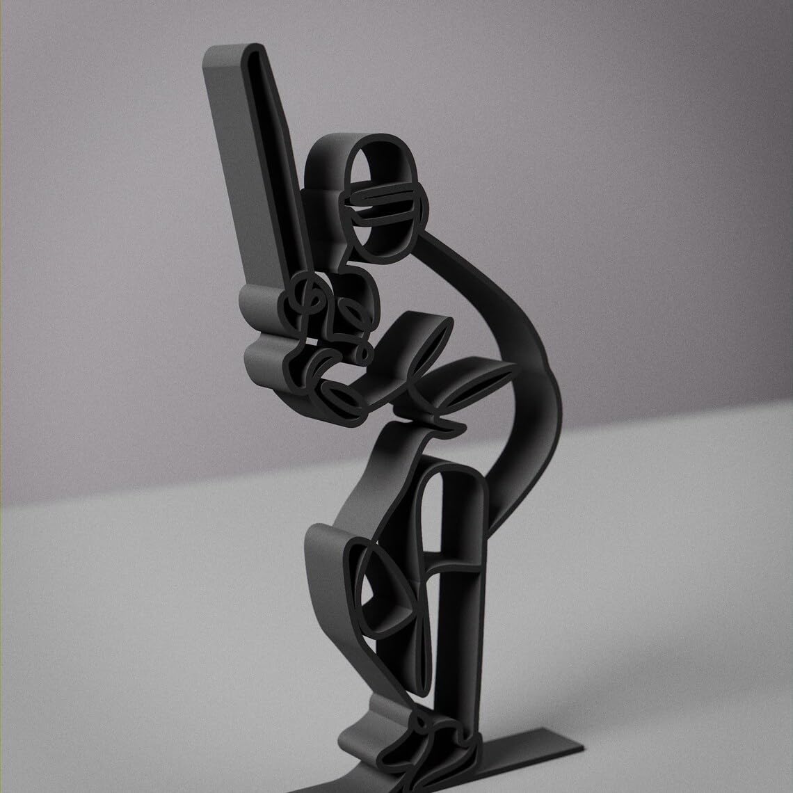 Black Cricket Player Modern Line Art Decor Minimal Sports Figure Sculpture Stylish Cricketer Accent for Home Office Shelf Table Studio Living Room Display Cricket Lovers and Contemporary Decorative - Image 3