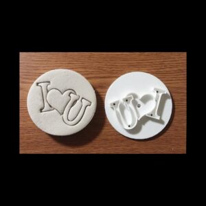 I Love You I Heart You Black Cookie Embosser Stamp for Cookies and Cupcakes Valentines Day Wedding Engagement Party Baking Decoration Fondant Imprint Tool for Romantic Celebration