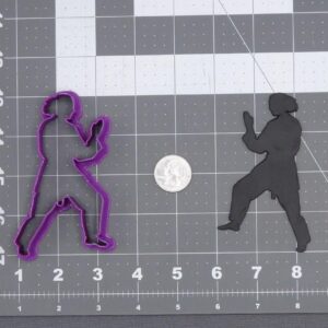 Martial Arts Stance 266-J251 Cookie Cutter Silhouette Black Cookie Karate Taekwondo Judo Fighter Pose Shape Mold for Cookies Clay Crafts Sports Theme Parties and Cake Decorations